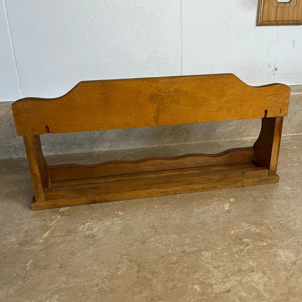 Vintage Wood Spice Rack in Warm Brown